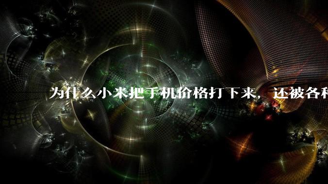 为什么小米把手机价格打下来，还被各种人骂？